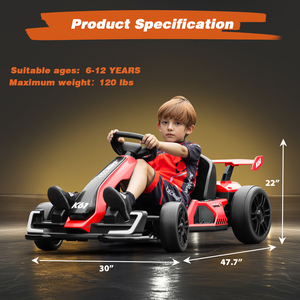 Kerry Yoo K61 Go Kart, 24V Kart elettrico Drift Kart, pazzo carrello giro su giocattoli, sedile regolabile, pneumatici EVA, 8.5 MPH-rosso - Product Image 6