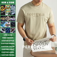 Camiseta de Hombre de Algodón Mercerizado de 240g, Fresca y Transpirable, de Color Sólido, con Relieve 3D, Premium, Informal, para Verano