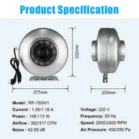 Ventilateur d'extraction DCFAIR 6 pouces avec moteur AC et pales métalliques 110-120V, faible bruit 42-50dB, personnalisable OEM/ODM