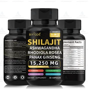 Nieuwe Shilajit-Tabletten + Ashwagandha Ginseng 8 In 1 Rijk Aan Voedingssupplement Voor De Gezondheidszorg, Himalayan Shilajit-Capsules