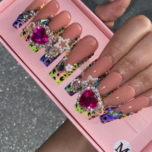 Handmade 10Pcs Acrylic Nail Nhân Tạo Móng Tay Bán Buôn Móng Tay Giả Mắt Mèo Báo Chí Ngắn Trên Móng Tay - Product Image 2