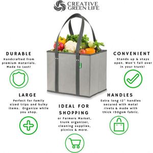 Sacs de courses réutilisables, sacs fourre-tout robustes avec poignées extra longues - Product Image 4