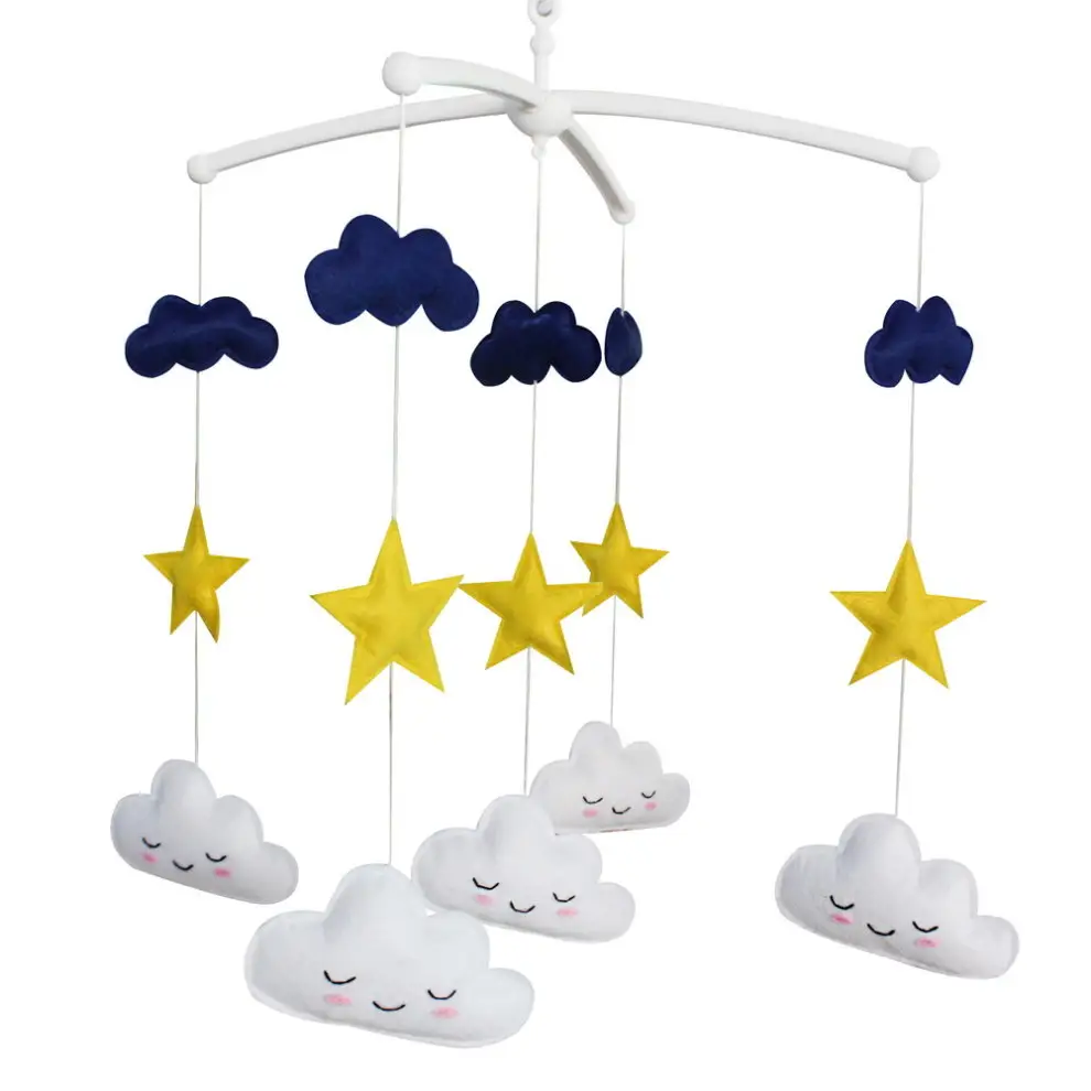 Cloud Stars Tempat Tidur Bayi Felt Nursery Mobile Merasa Menggantung Bayi Mobile