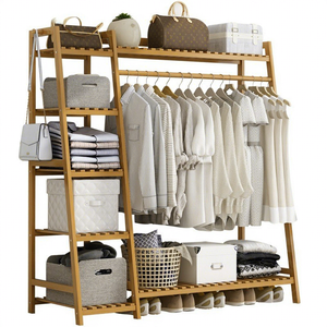 Porte-vêtements sur pied en <span class=keywords><strong>bambou</strong></span> - Étagère multifonctionnelle pour manteaux, chapeaux, sacs, séchage et rangement pour chambre à coucher - Product Image 5