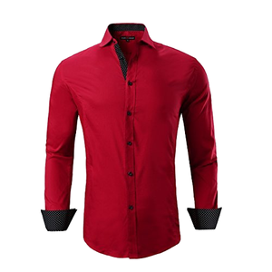 <span class=keywords><strong>Chemise</strong></span> habillée de luxe à manches longues coupe ajustée noire respirante pour le bureau d'affaires vente en gros OEM brodé pour hommes tissu de flanelle tissé - Product Image 1