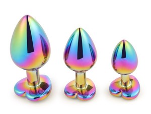 Hotselling Anus Sex Toy <strong>Heart</strong> <strong>Shape</strong> rainbow Color Metal Anal <strong>Stainless</strong> <strong>Butt</strong> <strong>Plug</strong> with <strong>Jewel</strong> - Product Image 3