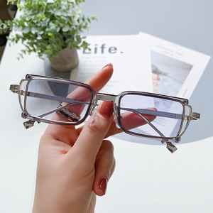 Retro Square-<b>Frame</b> UV400 Half Rim Unisex Sunglasses Metal <b>Frame</b> Fashion Forward Street Style Outdoor High Quality - Product Image 3