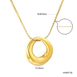 Collar con colgante geométrico, diseño de círculo irregular dorado, uso diario - Product Image 2