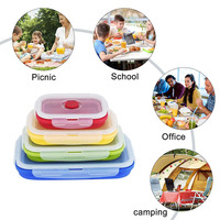 Boîte à lunch pliable réutilisable en silicone Récipient de stockage des aliments Boîte à lunch Bento en silicone Récipient de stockage des aliments en silicone avec couvercle