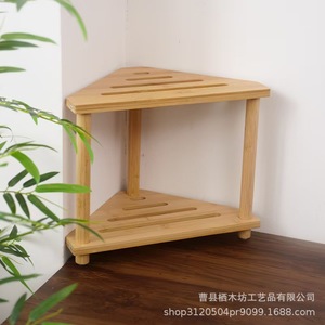 Estante de esquina para baño de madera de bambú, estantería de almacenamiento de varias capas, independiente, con cajón y toallero para el lado de la bañera - Product Image 3