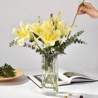Vase Cylindrique Artistique en Verre Transparent, Décoration Traditionnelle pour la Maison, Centre de Table de Mariage, Vase à Fleurs en Verre