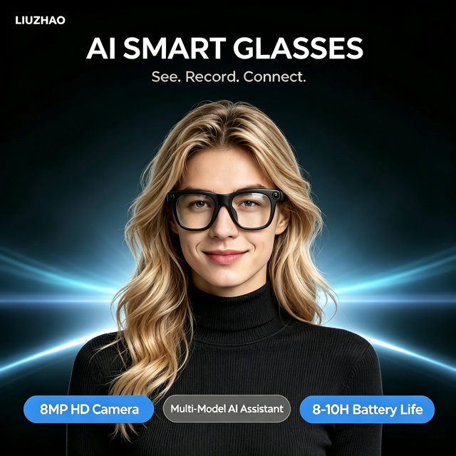 Premium AI Smart Glasses with Real Time Translation Recognition Photo Video Recording Voice Assistant 800W for Travel Outdoor