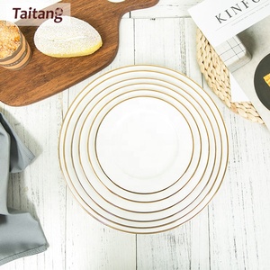 ชุดจานอาหารค่ำทรงกลมสีขาวหรูหราสำหรับขายส่ง จานเซรามิกพอร์ซเลนขนาด 7 นิ้ว 8 นิ้ว 9 นิ้ว ขอบสีทอง - Product Image 6