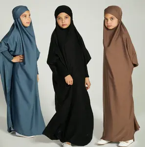 Roupas islâmicas muçulmanas para crianças, roupão longo para crianças, roupão de abaya com manga de morcego, roupão árabe para meninas, moda do Oriente Médio e Oriente Médio, Ramadã