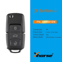 Llave Remota Universal con Cable XHORSE XKB501EN para Volkswagen B5, Tipo 3 Botones, para Herramienta de Llaves VVDI, Versión en Inglés
