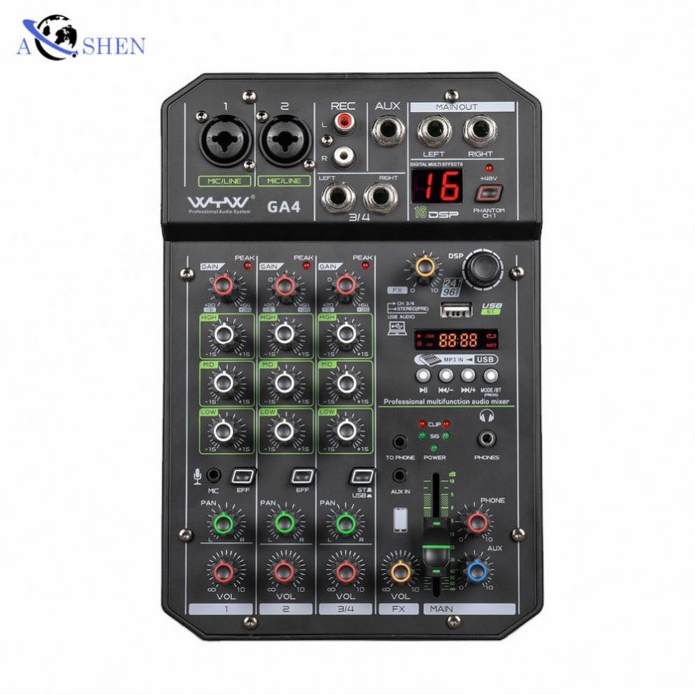 Professional 16 DSP Effect Mini Audio Mixer for Live Streaming