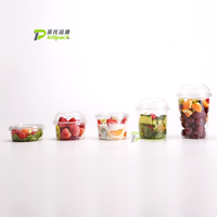 8/12/14/16/24/32oz Contenant en plastique transparent pour traiteur avec logo imprimé, jetable, pour salade de fruits, smoothies acaï, bol, gobelet avec couvercles