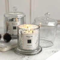 Couvercle bombé pot bougie cire de soja cloche verre personnalisé cadeaux de luxe naturel parfumé mariage décoration de la maison OEM parfum personnalisé 150g