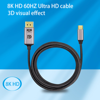 Cable USB-C a DP de 3 Metros, Negro, 32.4Gbps, 8K60HZ, 4k, 2k HD, Adaptador Convertidor de DP a USB Tipo C para iPhone, Laptop, PC