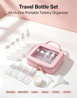 Ensemble de bouteilles de voyage portables avec trousse de toilette, kit de bouteilles vides en PET pour remplir de liquides, shampooing, lotion, spray, contenants cosmétiques