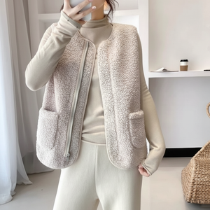 Sseureodam-un gilet invernale Casual da donna in pile lavorato a maglia per lavoro Poggle Design a strati - Product Image 1