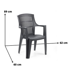 Sedia da Giardino con Schienale Alto Arpa con Braccioli Impilabile 60x62x89h Bianca in Plastica Collezione Progarden - Product Image 3