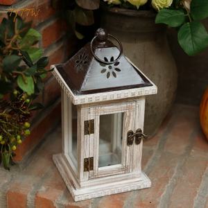 פנס עץ בסגנון כפרי וינטג', מחזיקי נרות מעץ, צנצנות נרות, קישוט לחג המולד, לסלון, לאח, למדף, לפטיו ולשולחן - Product Image 5