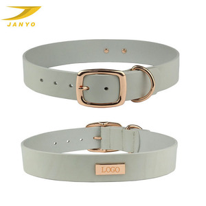 Logotipo personalizado de gran tamaño de lujo de oro rosa hebilla collar de perro con placa de nombre - Product Image 1