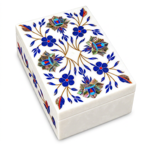 Boîte à bijoux décorative moderne de qualité supérieure, fabriquée en Inde, en nacre, avec motifs floraux, design exquis, par Stonecrafts International - Product Image 4