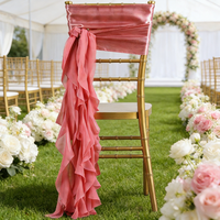 Blanc mousseline de soie satin bouclé saule chaise à volants sash