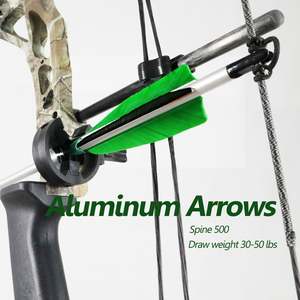 500 colonne vertébrale flèches de <span class=keywords><strong>tir</strong></span> à l'<span class=keywords><strong>arc</strong></span> arbre en aluminium avec 100 pointes de champ de grain vraie plume de dinde adaptée pour <span class=keywords><strong>arc</strong></span> classique à poulies - Product Image 6