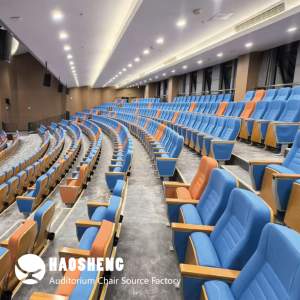 Chaise d'auditorium en chêne <span class=keywords><strong>massif</strong></span> de qualité supérieure avec base en fer robuste et <span class=keywords><strong>tablette</strong></span> d'écriture intégrée pliable pour les cinémas et les salles de conférence - Product Image 3