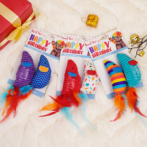 Juguete de Peluche para Gatos con Plumas, Interactivo, para Masticar, Feliz Cumpleaños - Product Image 2