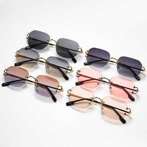 Gafas de Sol Cuadradas Modernas de Diseño con Marco Metálico Sin Montura, Protección UV400, <span class=keywords><strong>Lentes</strong></span> de Resina, Unisex, 6 Colores - Product Image 1