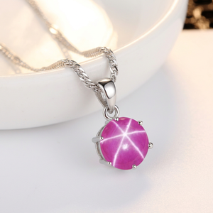<b>Ruby</b> Star Pendant <b>Necklace</b> 925 Sterling Silver Pink Lindy Star Jewelry Natural <b>Ruby</b> Star Gemstone <b>Necklace</b> for Women Gift - Product Image 1