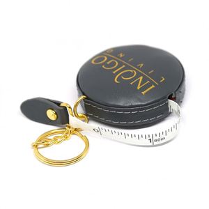 Silk Printing Brand Black <b>Leather</b> Tape Measure Soft <b>Key</b> <b>Chains</b> With Logo Custom - Product Image 6