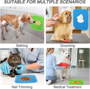 Tapis de léchage pour animaux de compagnie en silicone de qualité alimentaire avec spatule, forte aspiration, antidérapant, apaisant, pour l'alimentation lente, pour chiens, chats, utilisation en camping - Product Image 3