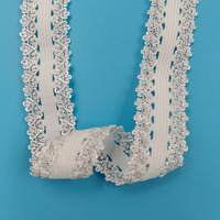 Ruban élastique en dentelle picot de 2,1 cm pour textile de maison, en nylon brillant argenté, pour couture et DIY de vêtements