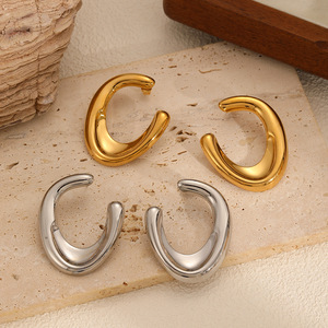 U Shaped <b>Titanium</b> Steel <b>Stud</b> Earrings Geometric Design Gold Silver Color Fashion Jewelry For Women - Product Image 2