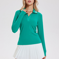 Col en V à manches longues femmes Polo de golf à séchage rapide femmes chemise de sport DOM-C25-31
