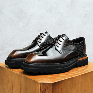 Chaussures de mariage pour hommes en cuir véritable haut de gamme, sur mesure, neuves, à bout rond, pour tenue de cérémonie - Product Image 4