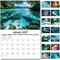Calendrier mural 2027 : Planifiez et organisez vos tâches avec un agenda de bureau mensuel 12 mois, motifs animaux (chat, chien, plage) pour la maison et le bureau