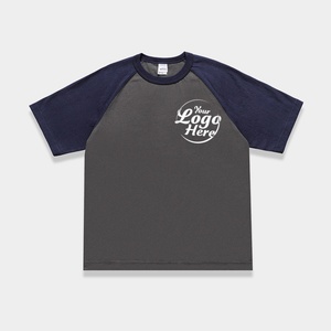 T-shirt tendance à blocs de couleurs 100% coton imprimé, manches raglan, col rond, style oversize assorti pour couple, t-shirt pour homme - Product Image 5