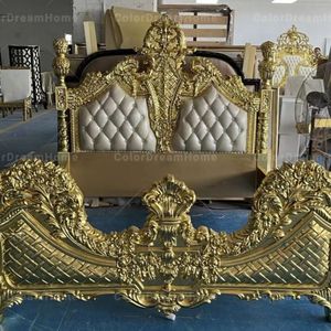 Lit de Mariage Royal Antique de Luxe en Bois Massif Sculpté à la Main – Mobilier de Chambre Personnalisé Haut de Gamme - Product Image 2