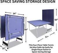 Table de tennis de table pliable et mobile IUNNDS Professional de 8 pieds, taille moyenne, avec base à 4 roues et filet pour une utilisation en intérieur/extérieur