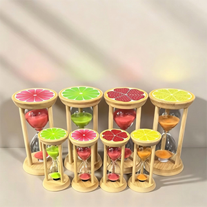 Minuteur créatif en forme de fruit en bambou <span class=keywords><strong>pour</strong></span> la gestion du temps des enfants, horloge à sable colorée, décoration de bureau à domicile, cadeau créatif <span class=keywords><strong>pour</strong></span> enfants - Product Image 6