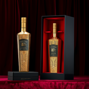 Bouteille de whisky, de <span class=keywords><strong>vodka</strong></span> et de liqueur en verre plat de haute qualité avec estampage doré et impression sur surface, qualité supérieure, 375 ml-1000 ml - Product Image 5