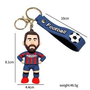 <span class=keywords><strong>Porte</strong></span>-clés en PVC 3D pour figurine de football, personnage de Messi, sac de voiture en caoutchouc avec pendentif, cadeau sportif - Product Image 4