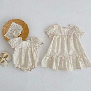 Zusjes meisjesjurk zomer nieuw borduurwerk kinderen prinsessenrok baby romper katoen babykleding - Product Image 2