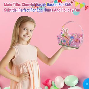 Panier de Pâques pour enfant paniers en papier de Pâques boîtes à friandises en vrac avec poignée pour bonbons biscuits artisanat <span class=keywords><strong>chasse</strong></span> aux œufs fête d'anniversaire sac <span class=keywords><strong>cadeau</strong></span> - Product Image 5